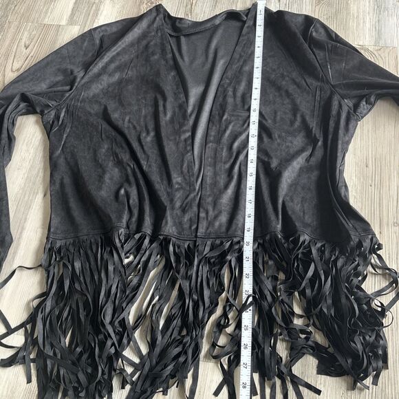 L&B (Lucky and Blessed) Black Fringe Open  Jacket - Size Medium - Picture 7 of 8